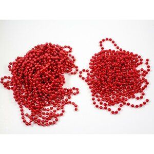 Vintage Mid-Century Red Bead Garlands Lot of 2: 21 ft. & 34 ft. Christmas